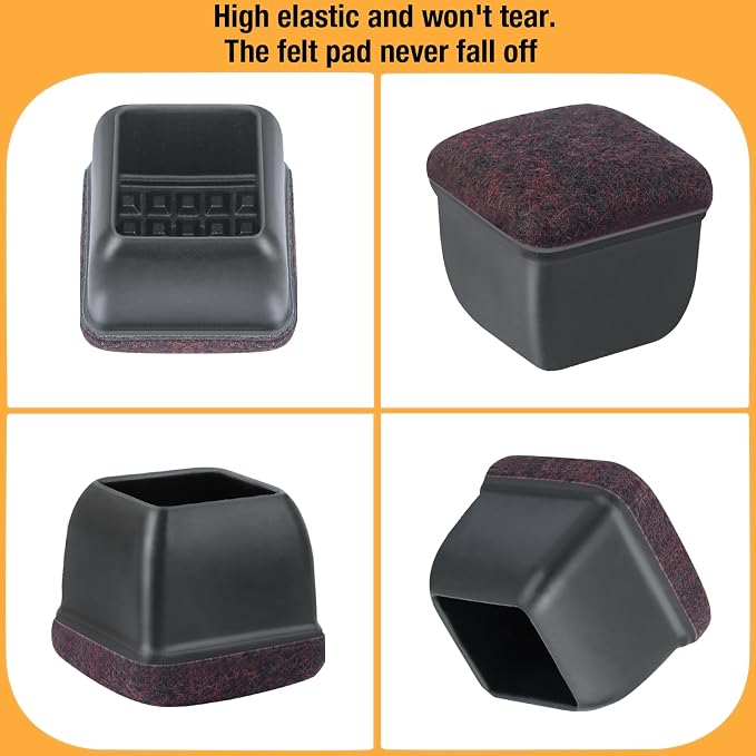 16 Pcs Chair Leg Floor Protectors Square, Silicone Chair Leg Protectors - Image 8