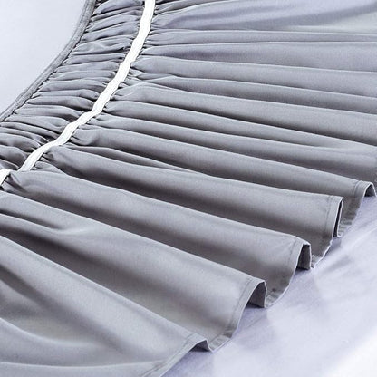 MEILA Wrap Around Bed Skirt Three Fabric Sides Elastic Dust Ruffled 18 Inch Tailored Drop,Easy to Install Fade Resistant-Grey, Twin/Full