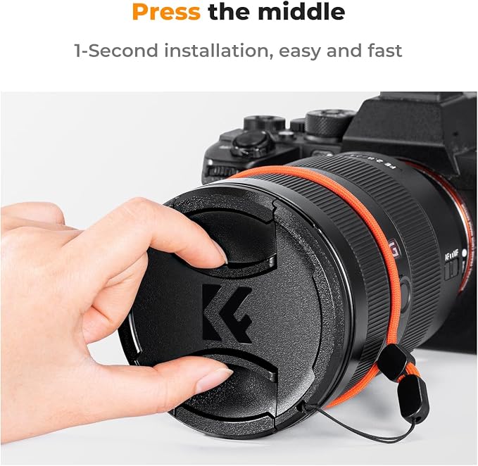 K&F CONCEPT 58mm Front Lens Cap Cover Kit, 5-in-1 Center Pinch Lens Cover + - Image 4