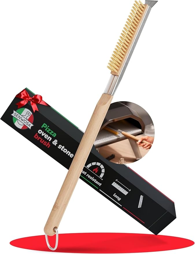 22” Pizza Oven Brush with Stone Scraper by Senwosa