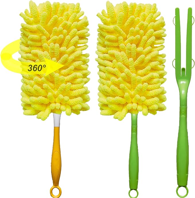 Reusable Duster for Swiffer, 2 Refills +1 Handle, 360 Heavy Duty Duster Refill by SoliFairy