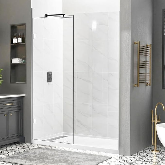 28" W x 78" H Frameless Shower Glass Panel, Single Fixed Shower Panel Screen by PHMUNY