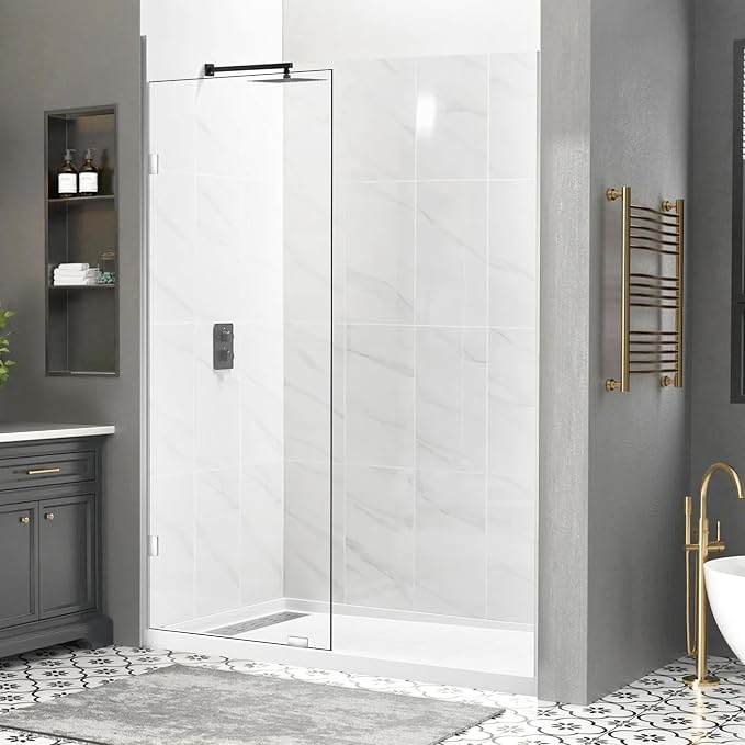 24" W x 78" H Frameless Shower Glass Panel, Single Fixed Shower Panel Screen by PHMUNY