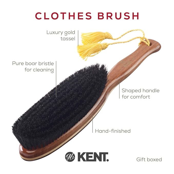 KENT CR8 Clothes Brush, 100% Natural Black Boar Bristle Lint Remover - Image 3