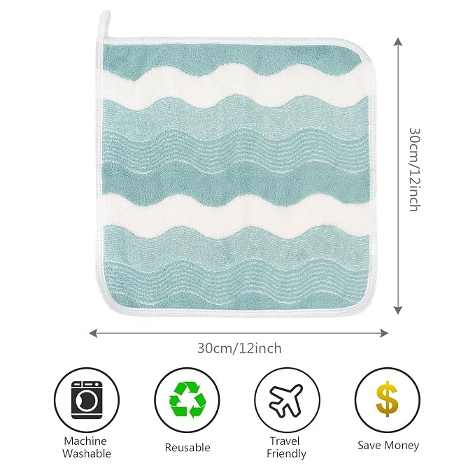 SINLAND Absorbent Coral Velvet Washcloth Ultra Soft Microfiber Face Towels 12 x - Image 2