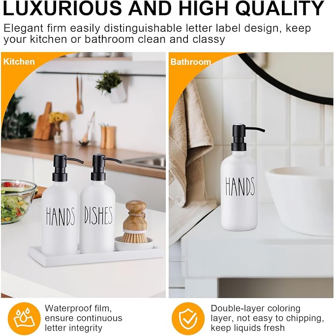 Glass Soap Dispenser for Kitchen, Farmhouse Dish Hand Soap Dispenser Set - Image 4