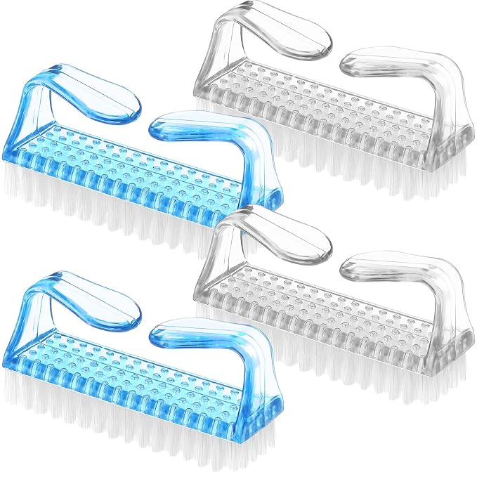 EBOOT 4 Pieces Handle Plastic Nail Brush Nail Hand Scrubbing Cleaning Brush by eBoot