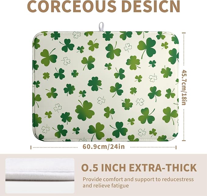 St Patricks Day Dish Drying Mat Shamrock Green Spring Kitchen Dish Drying Pad - Image 5