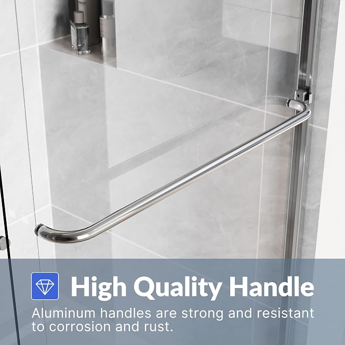 SUNNY SHOWER 60 in.W x 72 in.H Glass Shower Door, Semi Frameless Double Sliding - Image 6