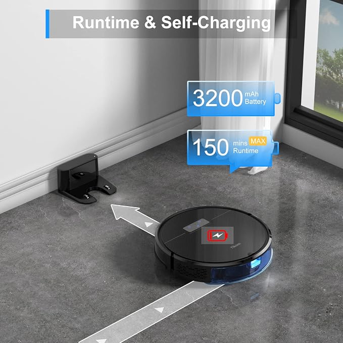 Tikom G8000 Pro Robot Vacuum and Mop Combo, 4500Pa Suction, 150Mins Max - Image 5