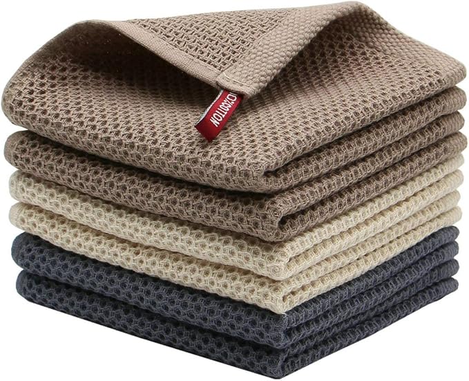 Mia'sDream Natural Cotton Tidy Dish Cloths Rags, Waffle Weave Kitchen Towels by MiasDream