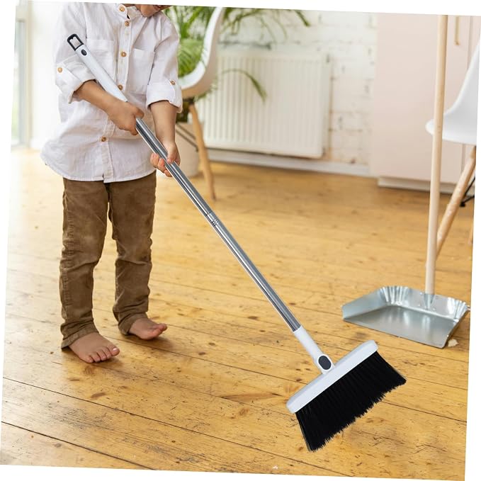 FRCOLOR Long Handle Broom and Foldable Dustpan Set Lightweight Stainless Steel - Image 4