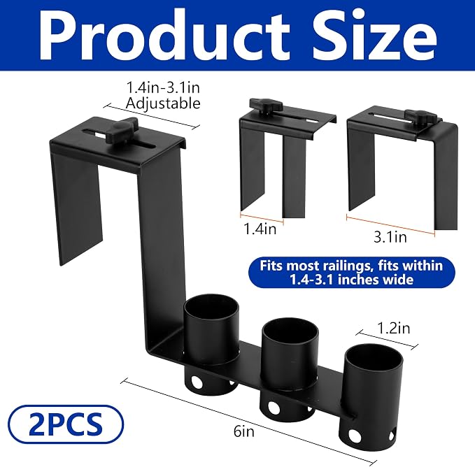 Adnee 2 Pcs Adjustable Pool Fence Hooks, Metal Pool Fence Hangers Suitable - Image 2