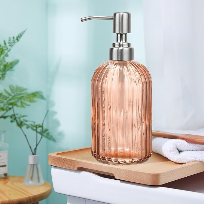 14Oz Amber Soap Dispenser Bathroom, Refillable Dish Soap Dispenser - Image 4