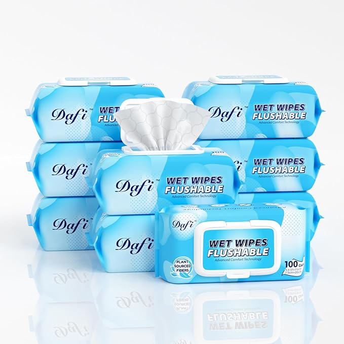 DAFI Flushable Wipes for Adult Wet Wipes, Total 900 Unscented Toilet Wipes by DAFI