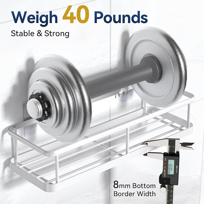 YASONIC Shower Caddy Adhesive, No Drill Bathroom Shower Organizers, - Image 2