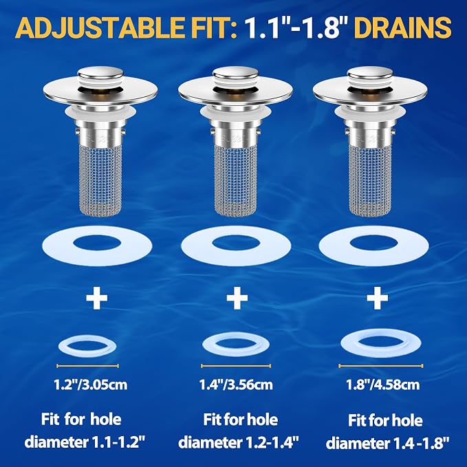 2PCS Bathroom Sink Stopper Strainer, Pop-Up Bathroom Sink Drain Strainer - Image 7