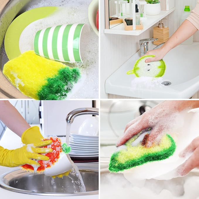 Kenning 16 Pcs Dish Scrubber Non Scratch Dish Washing Scrubbers Reusable - Image 6