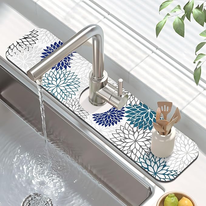 Findosom 2PCS 12" x 20" Dish Drying Mat & 24" x 5.5" Sink Splash Guard - Image 4