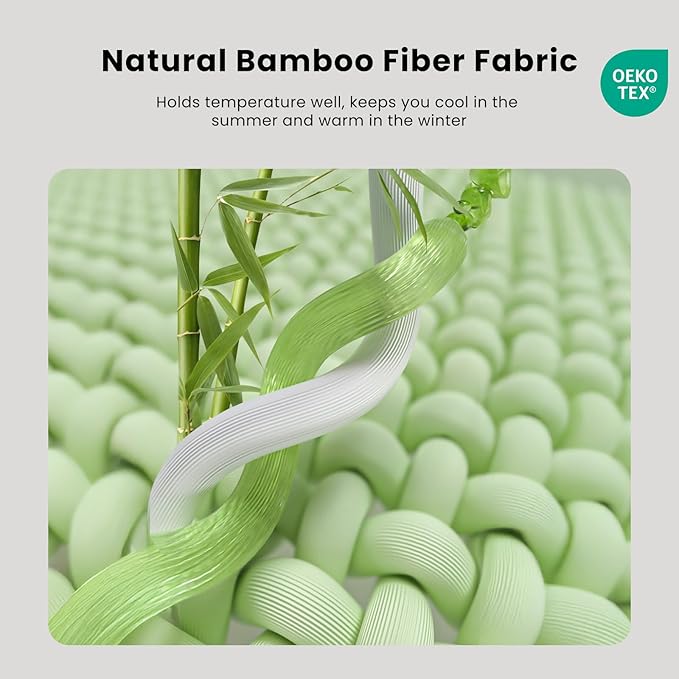 Bamboo Mattress Topper Full Size 3 Inch, Cooling Gel & Bamboo Charcoal Memory Foam Mattress Topper for Back Pain Relief, Firm Dual-Layer Foam Bed Pad with Removable Cover