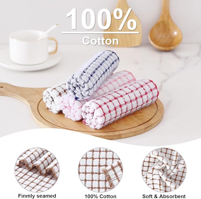 Kitinjoy Cotton 12 Pack Terry Kitchen Towels, 16 x 25 Inches Super Soft and - Image 2