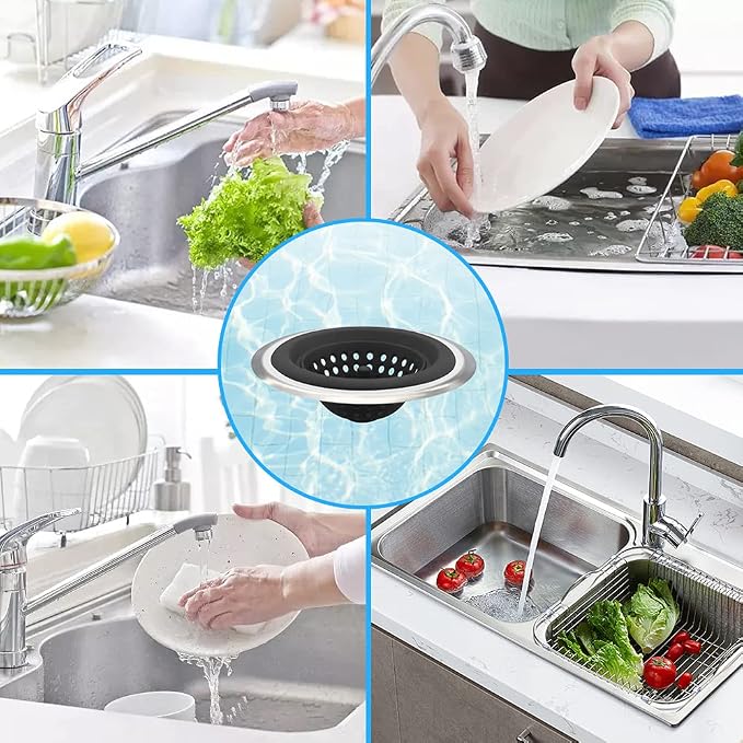 Mi hogar Sink Drain Strainer 2 Pack, 4.5” Wide Rim Silicone Kitchen Sink - Image 6