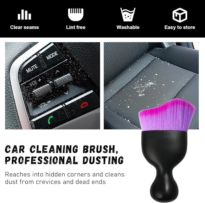 Ziciner 2 PCS Car Detailing Brush, Curved Soft Bristles Auto Removal Dust - Image 6