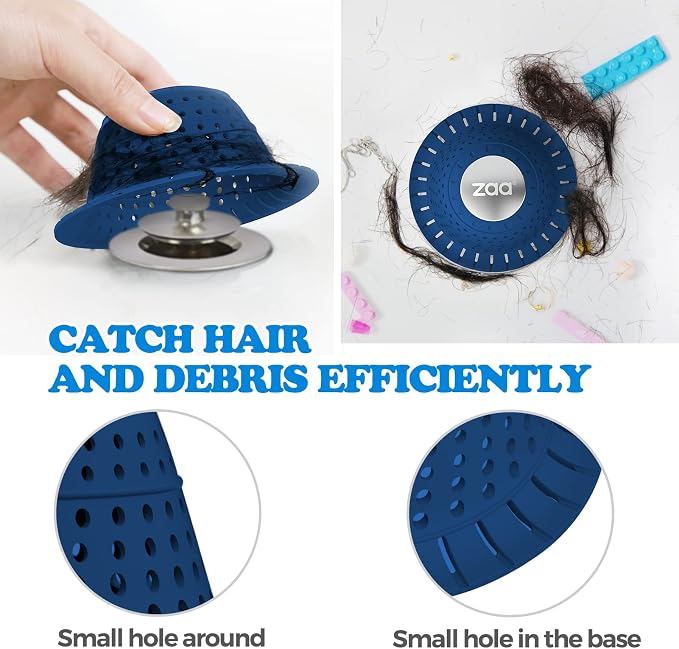 Bathtub Drain Hair Catcher, Silicone Collapsible 1 Pack Drain Protector - Image 4
