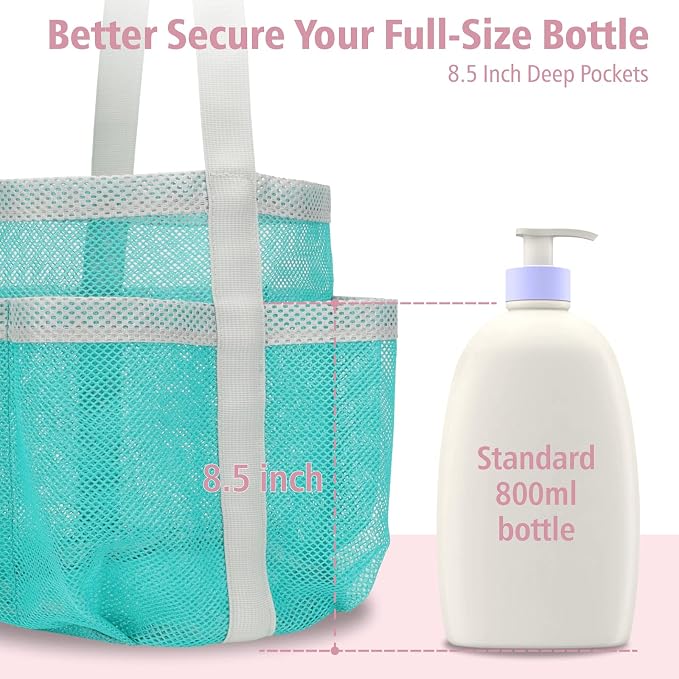F-color Mesh Shower Caddy Portable, Large Capacity Shower Bag Basket Tote - Image 3