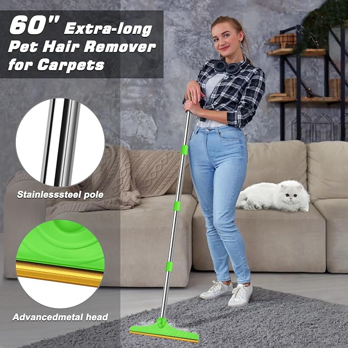 B-Land Carpet Rake for Pet Hair Removal, Reusable Pet Hair Remover - Image 2