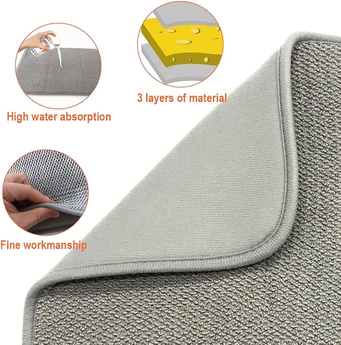2Pack Large Dish Drying Mat for Kitchen Counter, 24 x 17 Inch Microfiber - Image 3