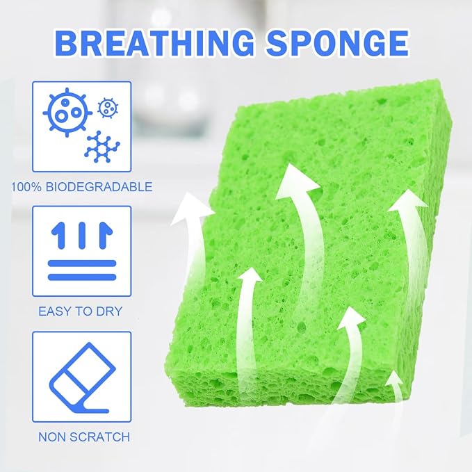 YoleShy 72 Pack Sponges Kitchen Natural Compressed Cellulose Sponges Bulk Non - Image 6