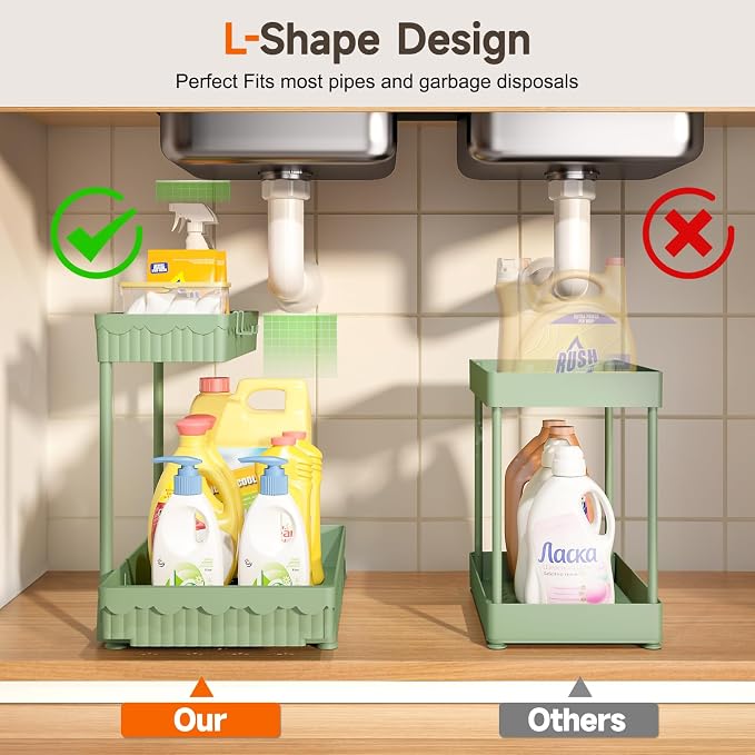 3 Pack Multi-Purpose Under Sink Organizers and Storage, 2026 L-Shaped Pull Out - Image 2