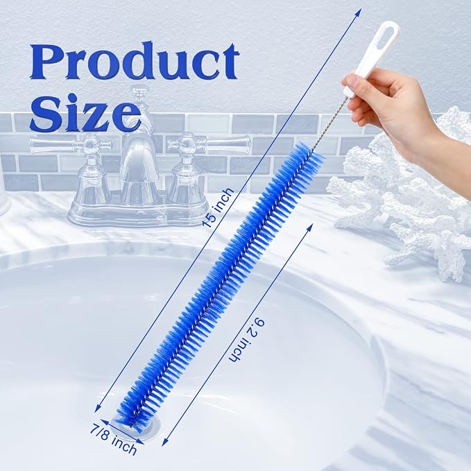 2 Pcs Drain Cleaner Brush 15 Inches Extra Long Handle Scrub Cleaner Bottle Brush - Image 2