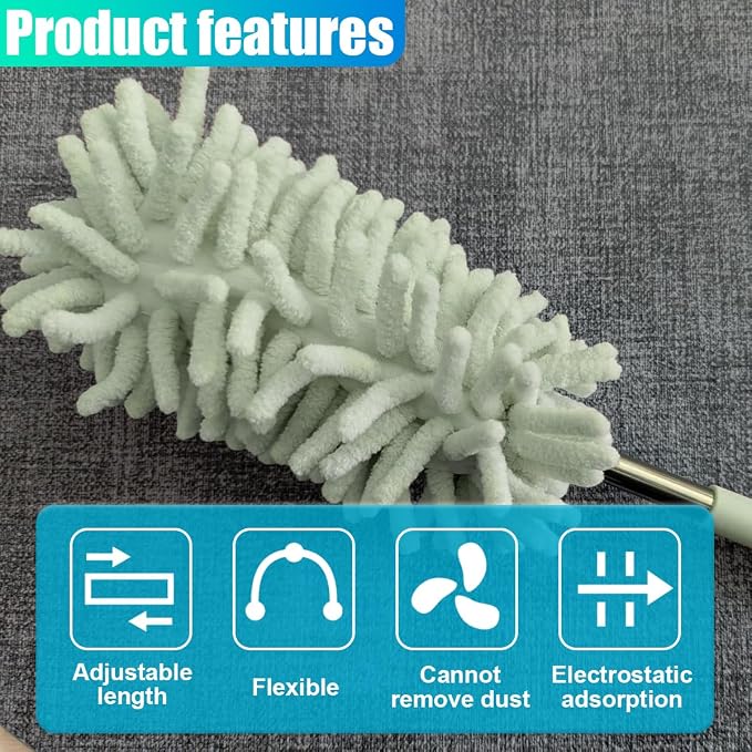 2PCS Car Interior Duster with Extension Pole – Washable Microfiber Dusters - Image 4