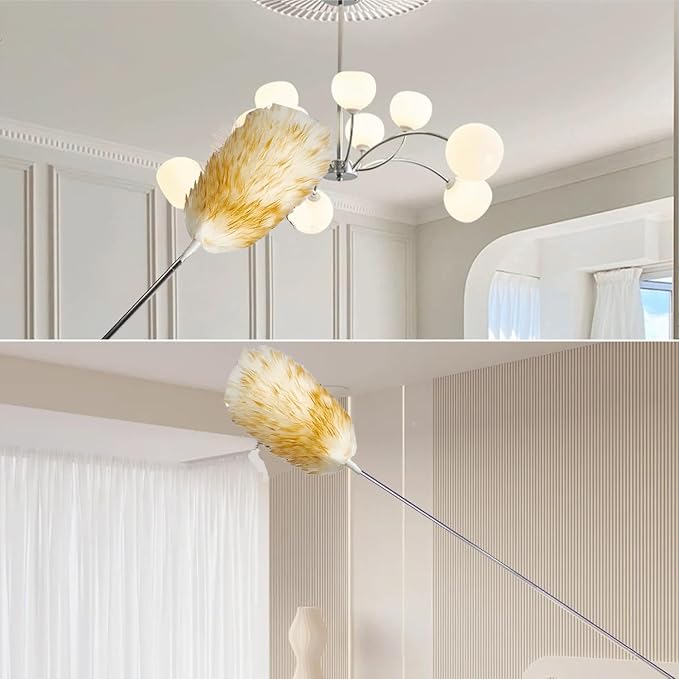 Lambswool Feather Duster with Extension Pole up to 85inch, Extendable Feather - Image 7