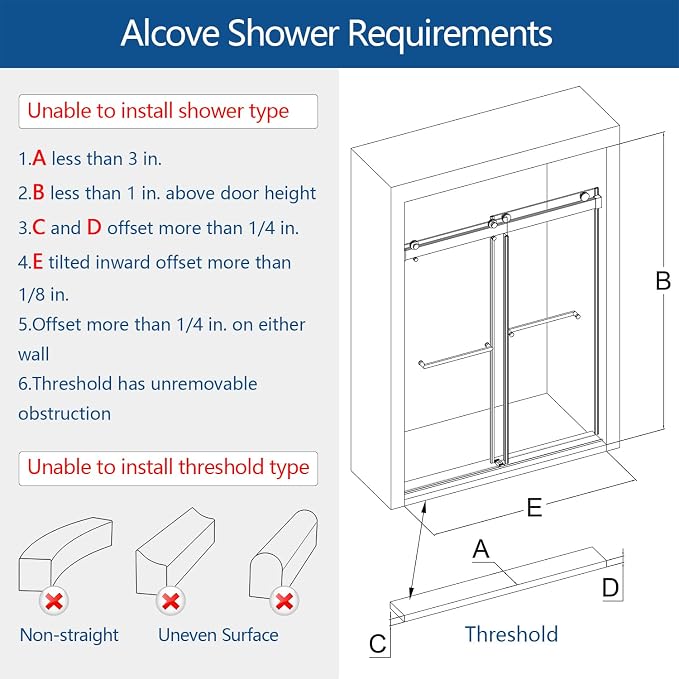 Frameless Soft Close Shower Door, 72 "H, 3/8" Clear Tempered Glass, Double - Image 6