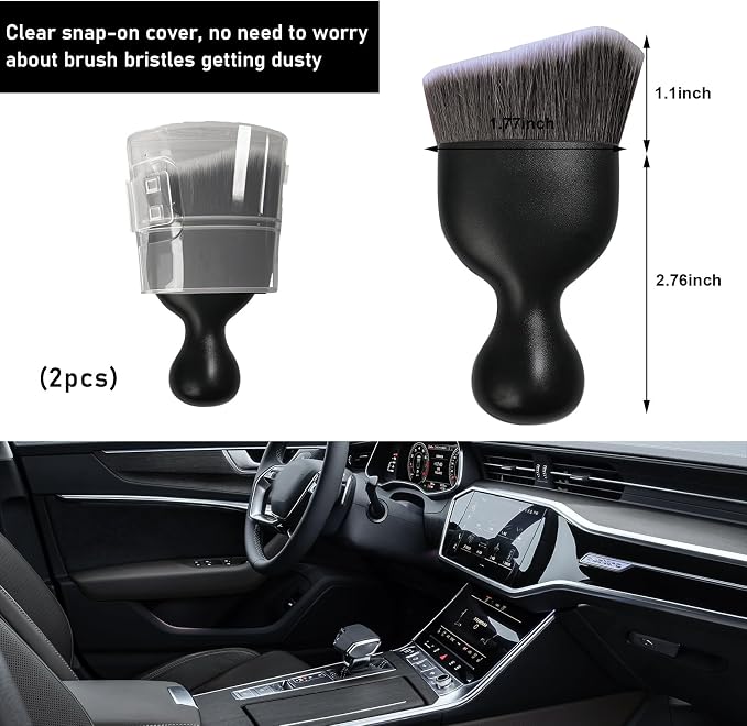 Ziciner 2 PCS Car Detailing Brush, Curved Soft Bristles Auto Removal Dust - Image 2