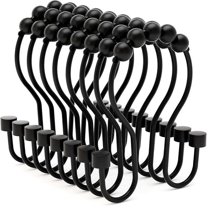 Shower Curtain Hooks, Shower Curtain Rings Rust Proof Double Hook Shower by Bathway