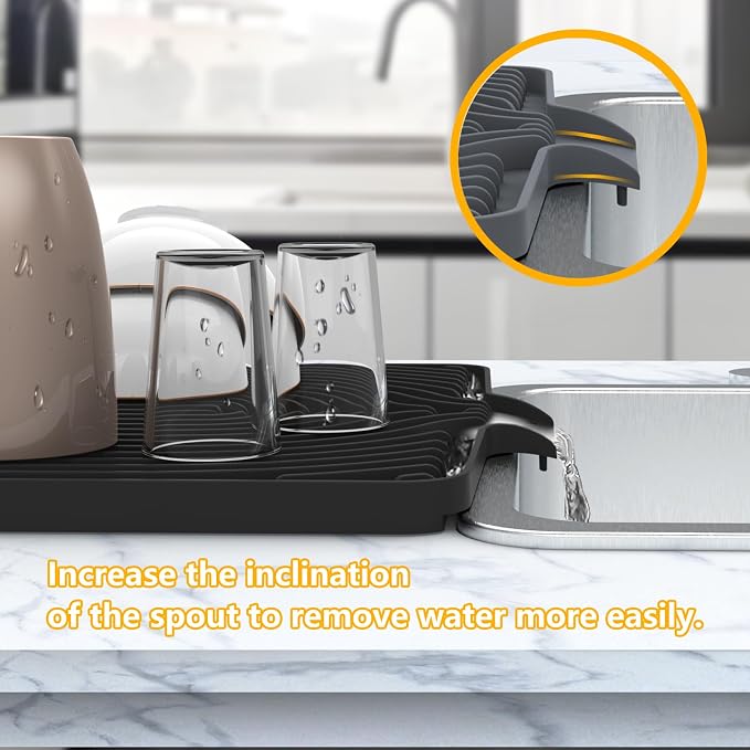 Silicone Drying Mat for Kitchen Counter, Dish Drying Rack Matt - Image 3