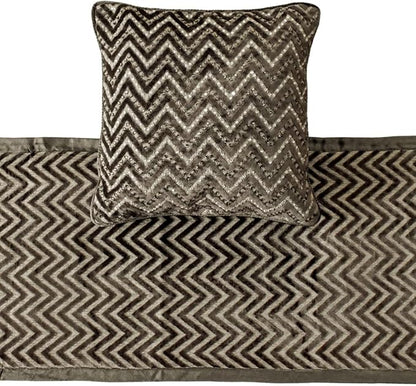 The HomeCentric King Queen Twin Grey Decorative King 90"x18" Bed Runner with 2 Pillow Cover, Crystals Bed Scarf on Velvet Fabric - Grey Crystal Chevy