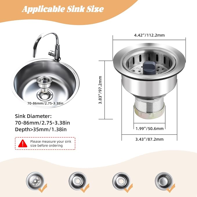 Kitchen Sink Drain Strainer Compatible - Image 5