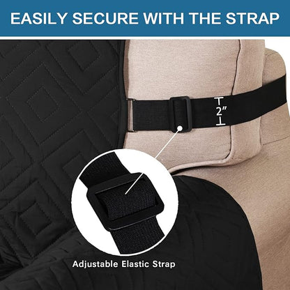 H.VERSAILTEX Reversible Loveseat Cover Furniture Protector Anti-Slip Water Resistant 2" Elastic Straps Couch Covers Pets Kids Fit Sitting Width Up to 54"(Oversized Loveseat: 75" x 98", Black/Grey)