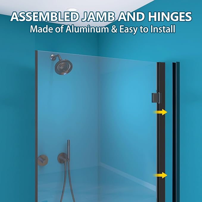 GETPRO Frameless Pivot Shower Door 30 in. W x 72 in. H Swing Single Small - Image 6