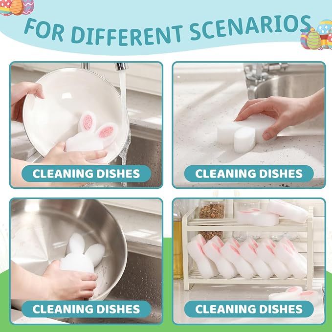 Tioncy 12 Pack Kitchen Sponges Bulk Dual Sided Scrubber Sponges Dishwashing - Image 3