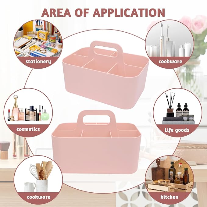 Plastic Portable Caddy with Handle, 5 Grid Small Caddies Storage Basket - Image 7