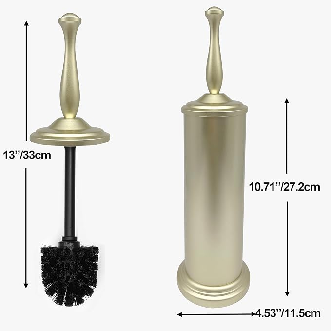 Satin Matte Soft Gold Toilet Bowl Brush - Image 2