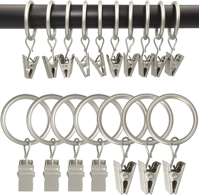 100 Pack Metal Curtain Rings by AMZSEVEN