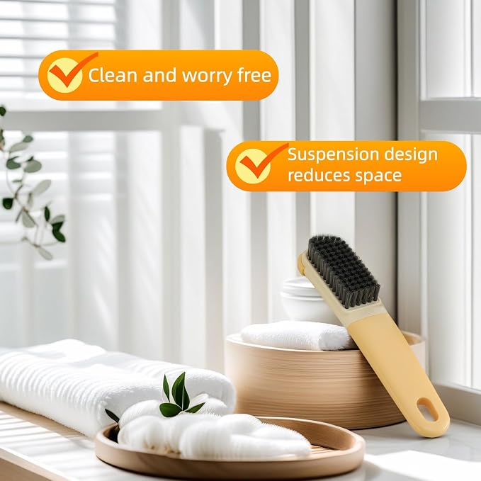 Ergonomic Clothes Soft Bristle Laundry Brush, Milk Yellow, ABS+PBT Material - Image 9