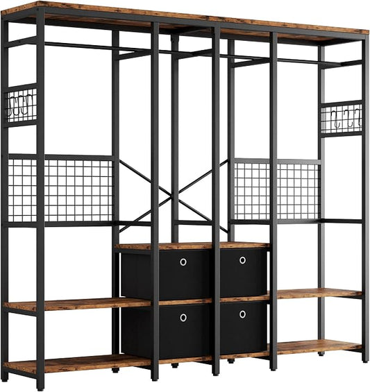 IRONCK Garment Racks with Shelves 4 Drawers and 8 Hooks Heavy Duty Closet by IRONCK